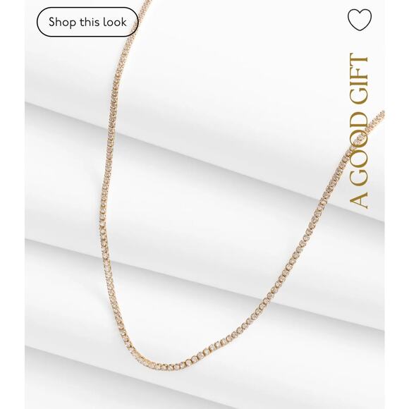 New With Defects Madewell Demi-Fine Crystal Tennis Necklace Gold Retail $98 - Picture 1 of 4